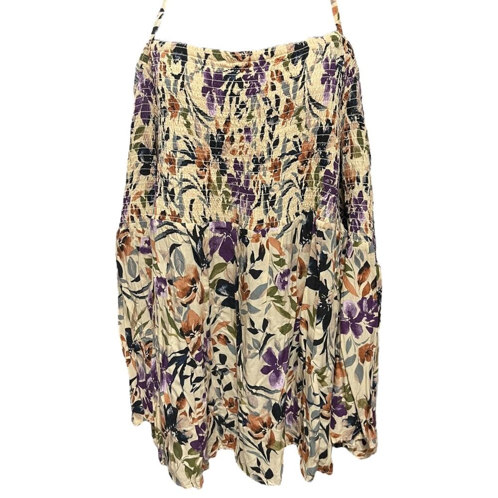 3X Torrid Smocked Cold Shoulder Floral Womens Top Shirt Challis